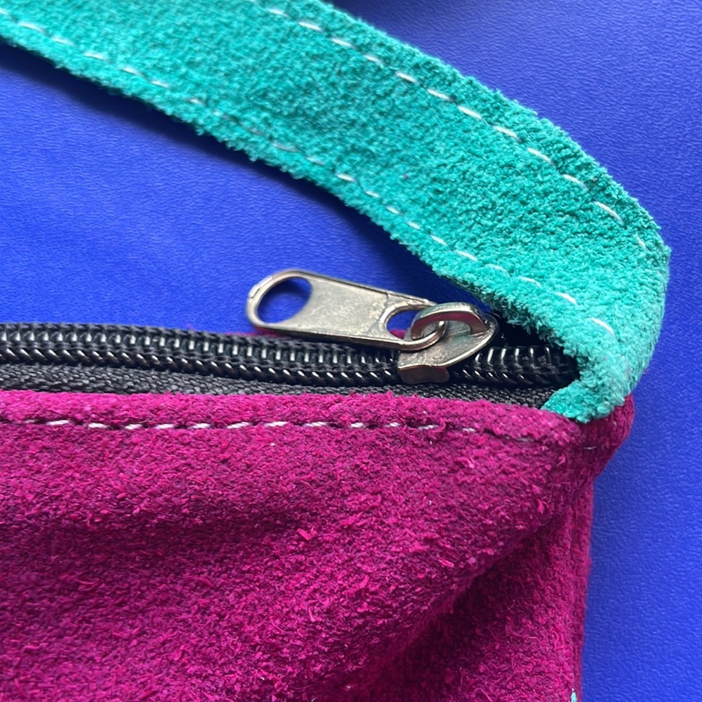Handmade Suede Bag with Flower Detail - Picture 6 of 8